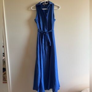Vanity Made in Italy 100% Linen Blue Dress XS